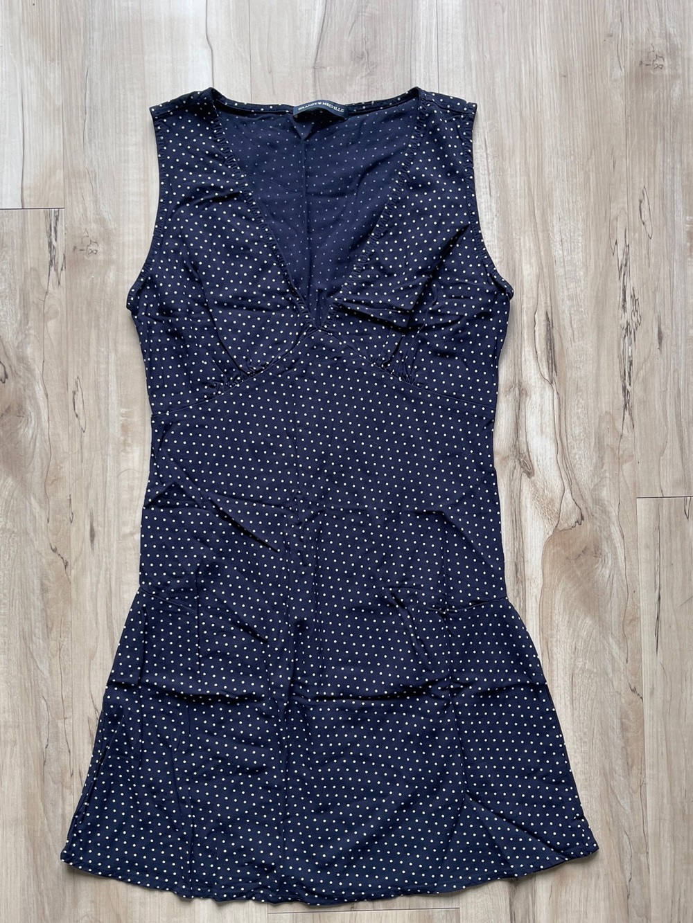 Brandy Melville Navy Dress with White Polka Dots